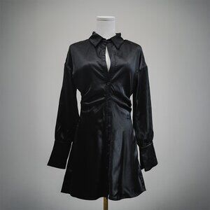 Lulu's Sleek Allure Black Satin Dress